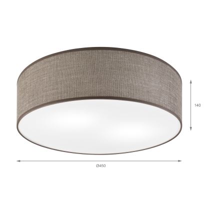 Candeeiro de teto SIRJA 2xE27/15W/230V, diâmetro 45 cm, castanho