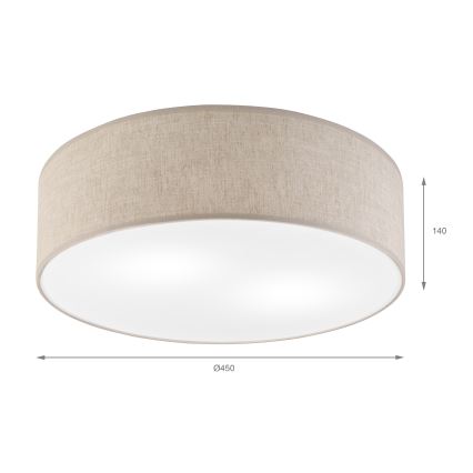 Candeeiro de teto SIRJA 2xE27/15W/230V Ø 45 cm bege