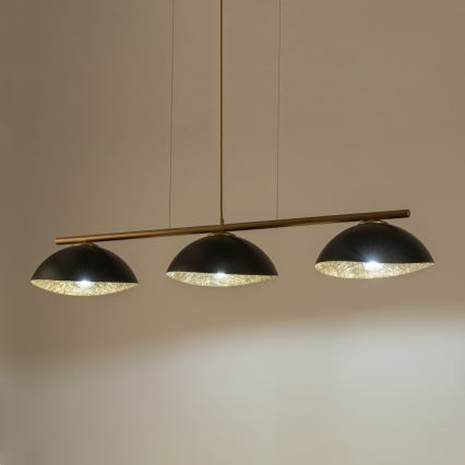 Candeeiro de teto suspenso SOLAR 3xE27/60W/230V dourado