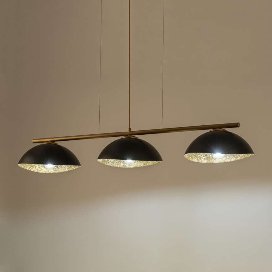Candeeiro de teto suspenso SOLAR 3xE27/60W/230V dourado