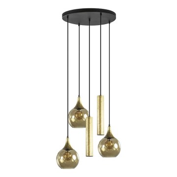 Candeeiro de teto suspenso CALYPSO 2xGU10/60W/230V + 3xE27/60W preto/dourado