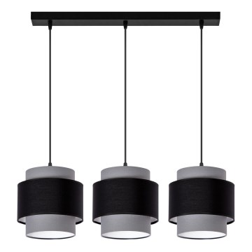 Candeeiro de teto suspenso com cabo 3xE27/60W/230V cinza