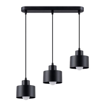 Candeeiro de teto suspenso SAVAR 3xE27/60W/230V preto