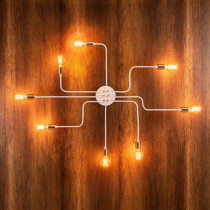 Candeeiro de teto TRUVA 8xE27/40W/230V branco/dourado