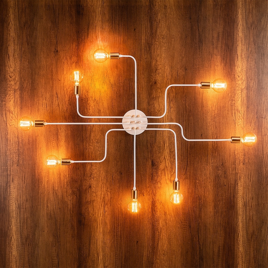 Candeeiro de teto TRUVA 8xE27/40W/230V branco/dourado