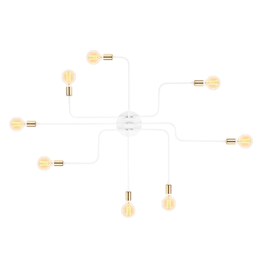 Candeeiro de teto TRUVA 8xE27/40W/230V branco/dourado