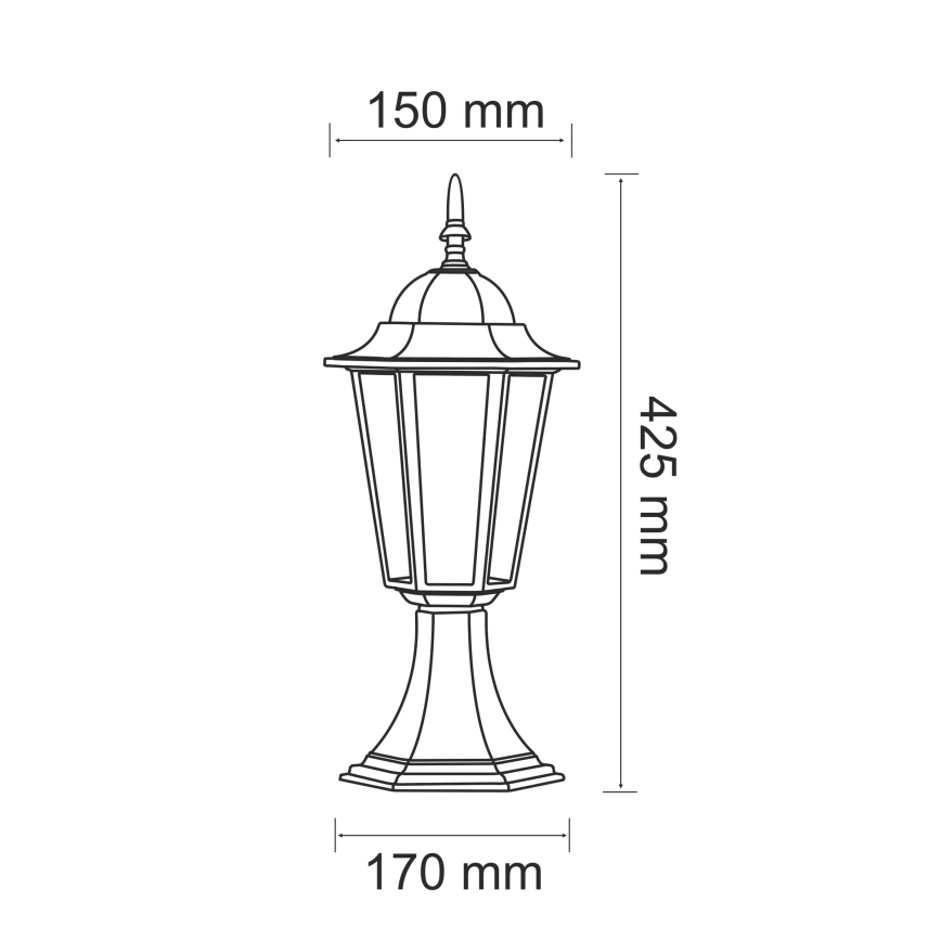 Candeeiro exterior 1xE27/20W/230V IP43 42,5 cm pátina