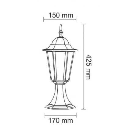 Candeeiro exterior 1xE27/20W/230V IP43 42,5 cm preto