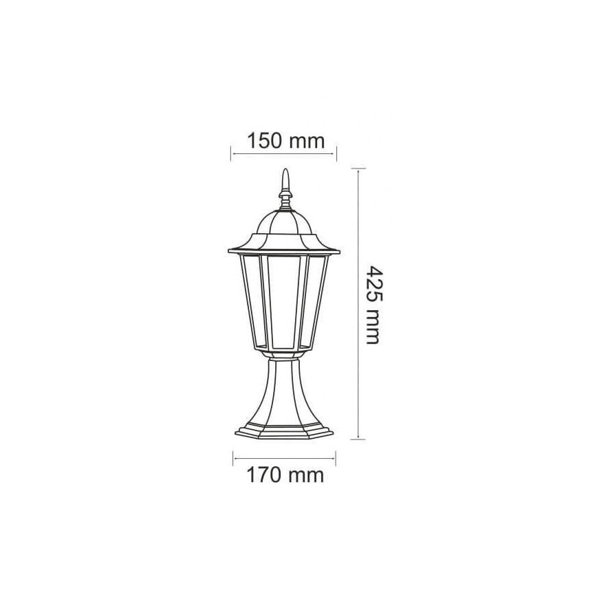 Candeeiro exterior 1xE27/20W/230V IP43 42,5 cm preto