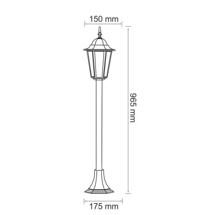 Candeeiro exterior 1xE27/20W/230V IP43 96,5 cm pátina