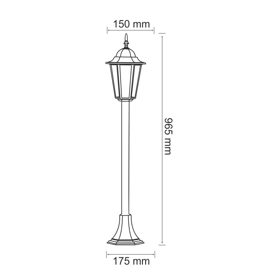 Candeeiro exterior 1xE27/20W/230V IP43 96,5 cm preto