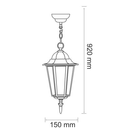 Candeeiro exterior 1xE27/20W/230V IP43 pátina