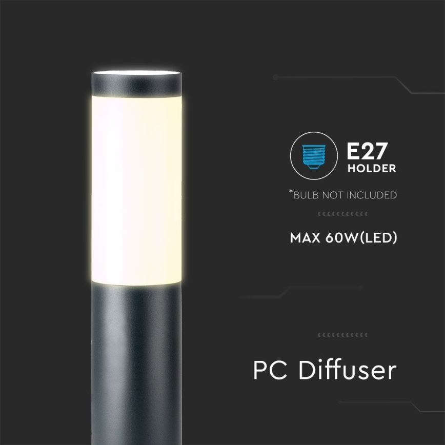 Candeeiro exterior 1xE27/60W/230V IP44 110cm antracite