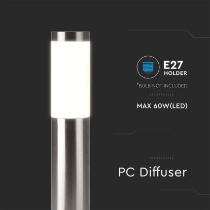 Candeeiro exterior 1xE27/60W/230V IP44 110cm mate cromado