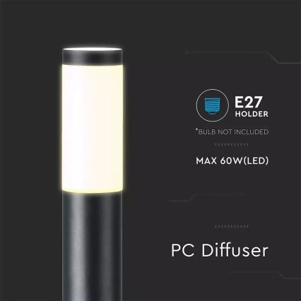 Candeeiro exterior 1xE27/60W/230V IP44 110cm preto