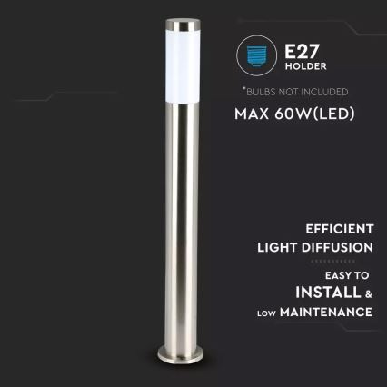 Candeeiro exterior 1xE27/60W/230V IP44 80cm cromado mate
