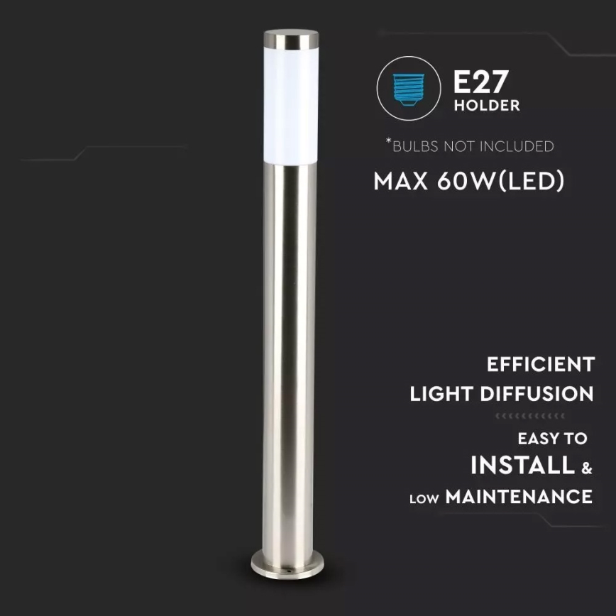 Candeeiro exterior 1xE27/60W/230V IP44 80cm cromado mate