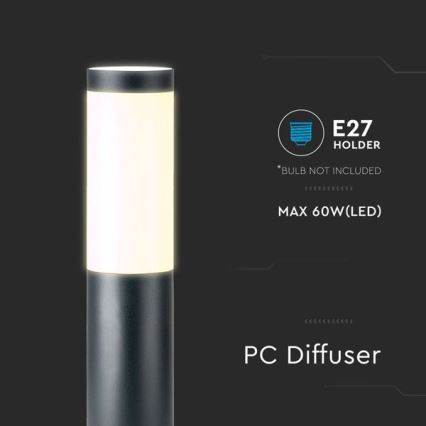 Candeeiro exterior 1xE27/60W/230V IP44 80cm preto