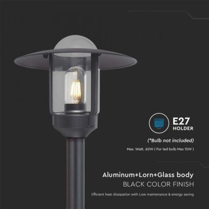 Candeeiro exterior 1xE27/60W/230V IP44 preto