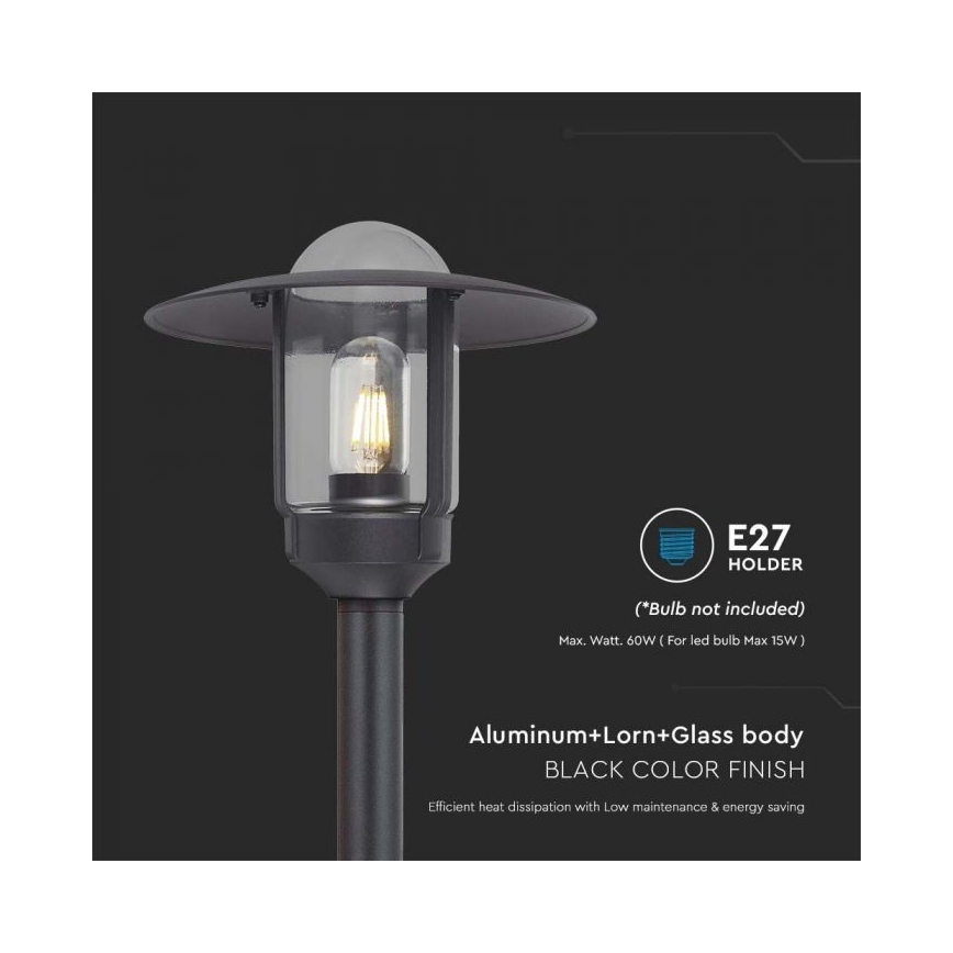 Candeeiro exterior 1xE27/60W/230V IP44 preto