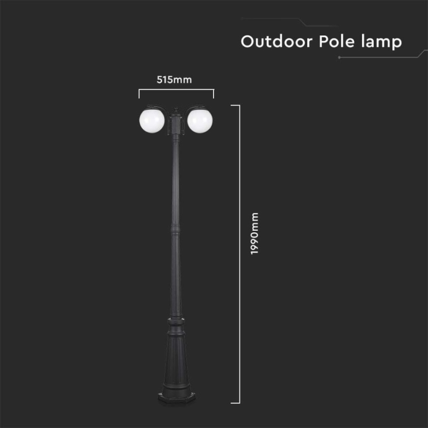 Candeeiro exterior 2xE27/60W/230V IP44 199 cm preto