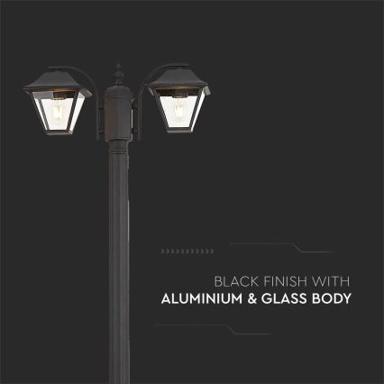 Candeeiro exterior 2xE27/60W/230V IP44 232 cm preto