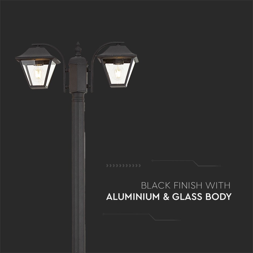 Candeeiro exterior 2xE27/60W/230V IP44 232 cm preto