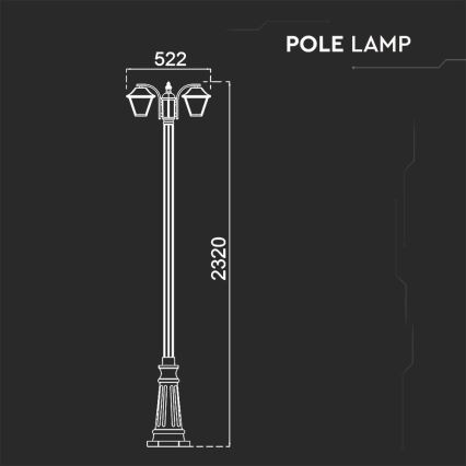 Candeeiro exterior 2xE27/60W/230V IP44 232 cm preto