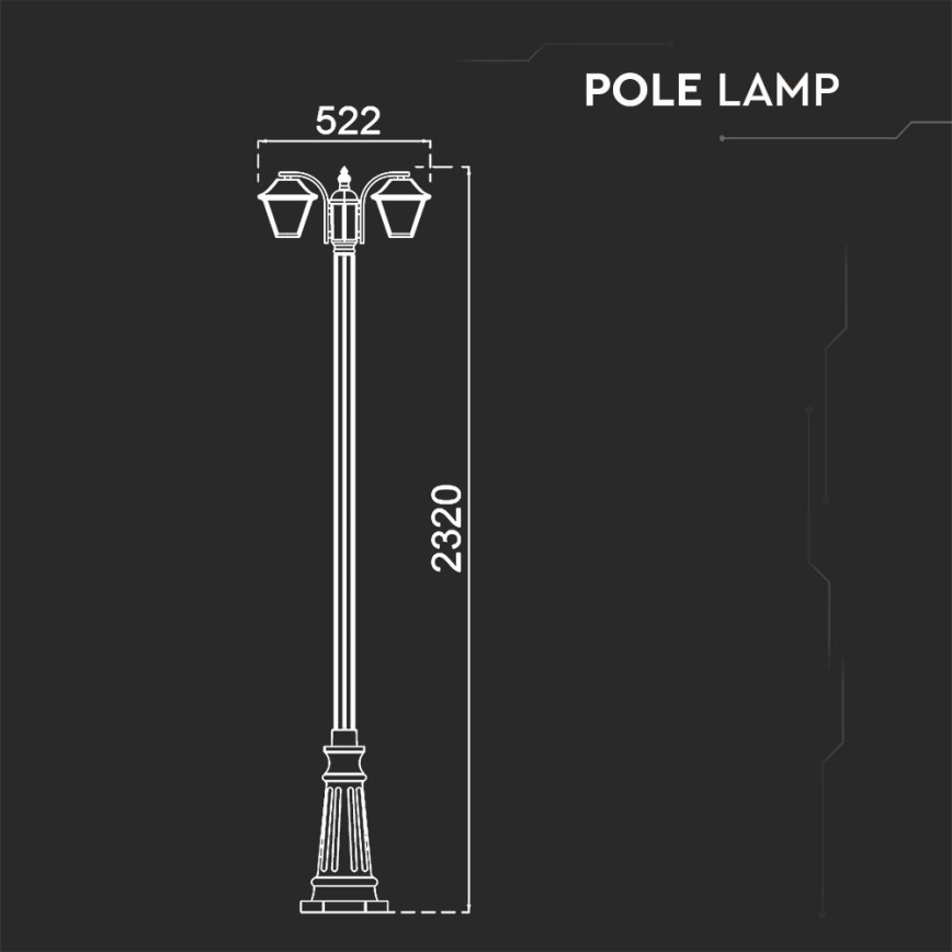 Candeeiro exterior 2xE27/60W/230V IP44 232 cm preto