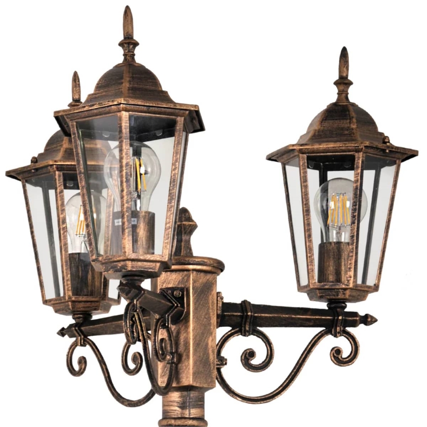 Candeeiro exterior 3xE27/20W/230V IP43 2,58 m pátina