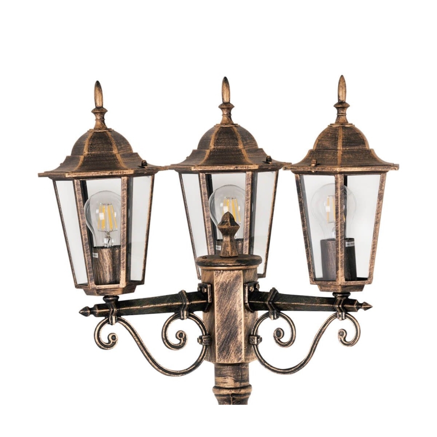 Candeeiro exterior 3xE27/20W/230V IP43 2,58 m pátina