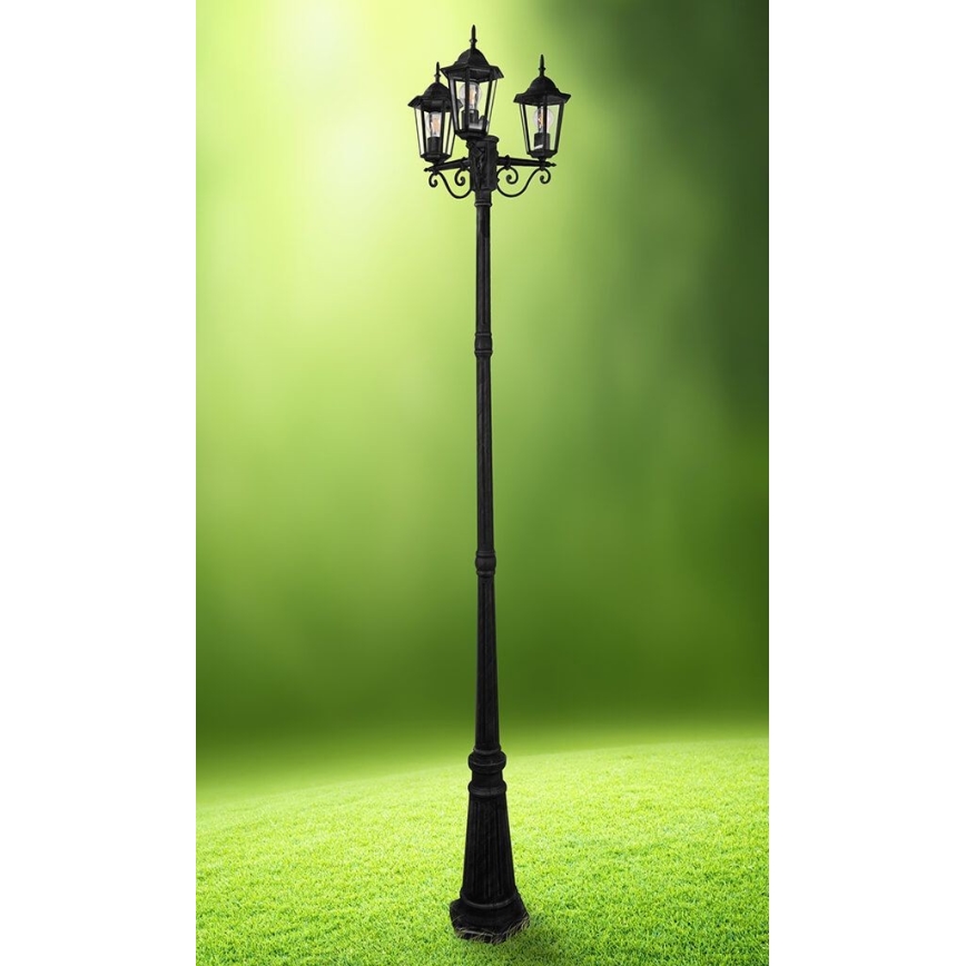 Candeeiro exterior 3xE27/20W/230V IP43 2,58 m preto