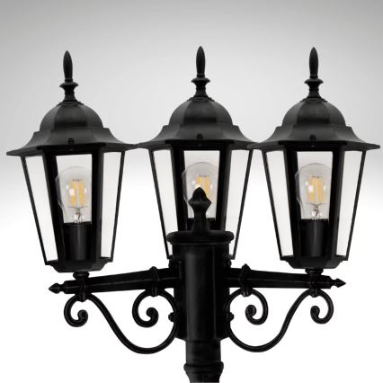 Candeeiro exterior 3xE27/20W/230V IP43 2,58 m preto