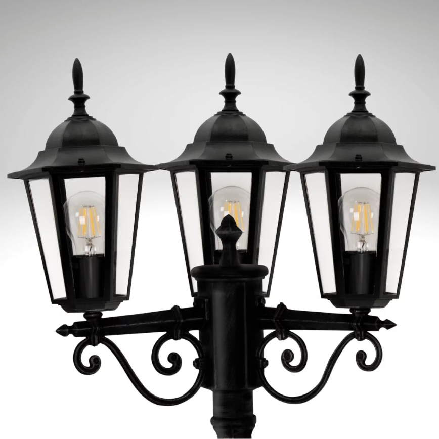 Candeeiro exterior 3xE27/20W/230V IP43 2,58 m preto