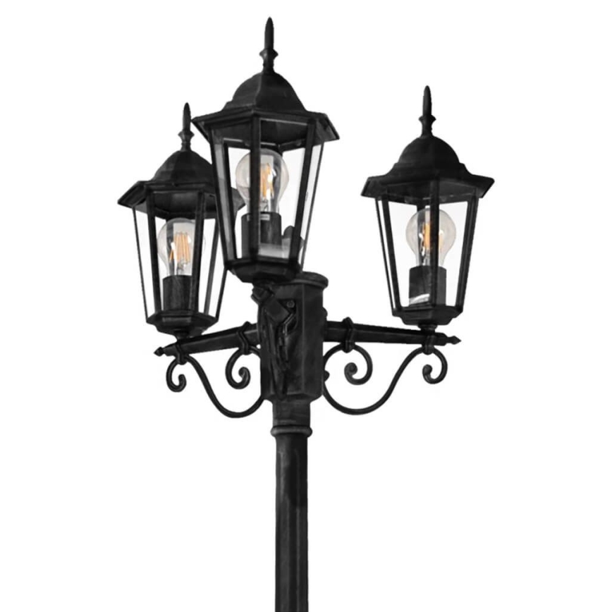 Candeeiro exterior 3xE27/20W/230V IP43 2,58 m preto