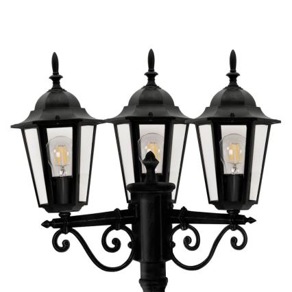 Candeeiro exterior 3xE27/20W/230V IP43 2,58 m preto