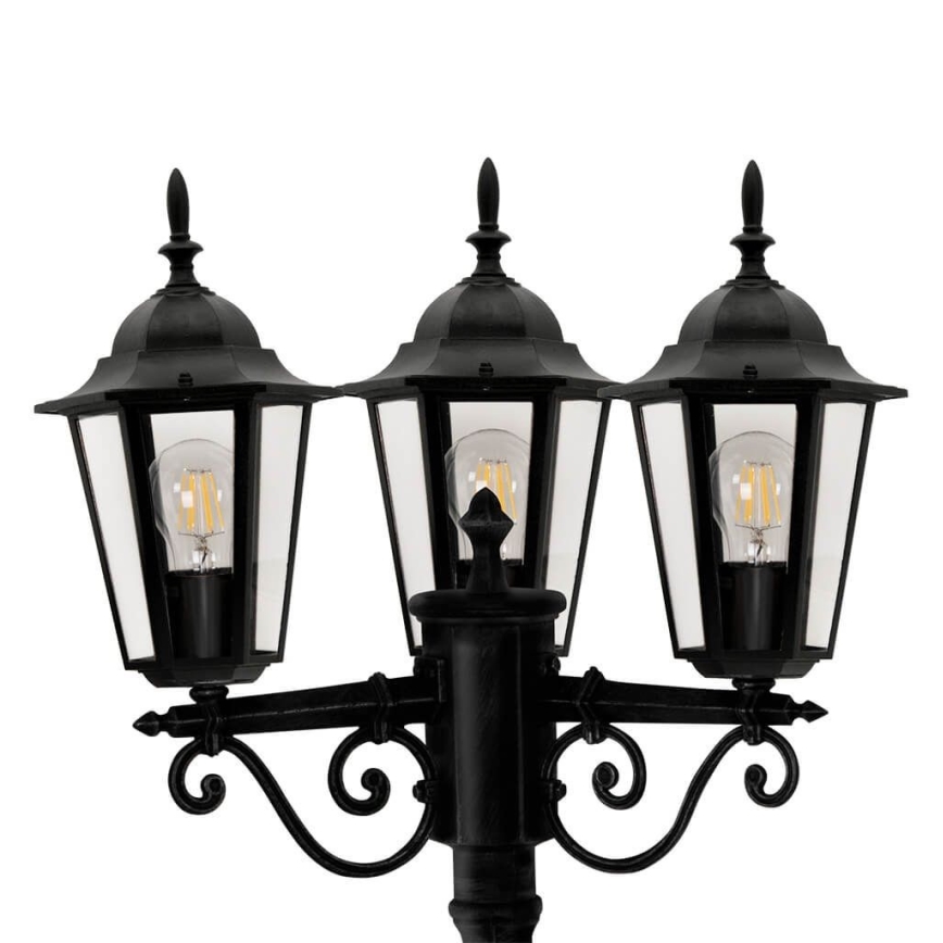 Candeeiro exterior 3xE27/20W/230V IP43 2,58 m preto