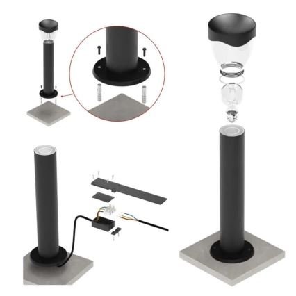 Candeeiro exterior ARTEO 1xE27/15W/230V IP44 80 cm