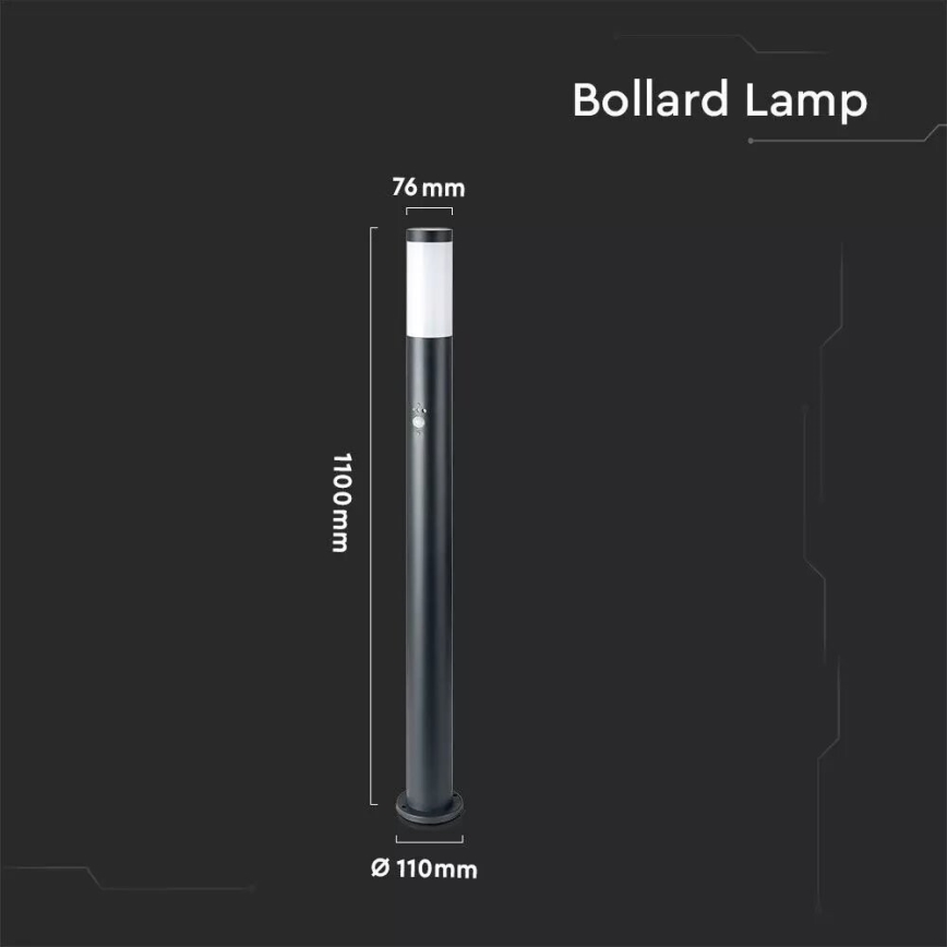 Candeeiro exterior com sensor 1xE27/60W/230V IP44 110cm antracite