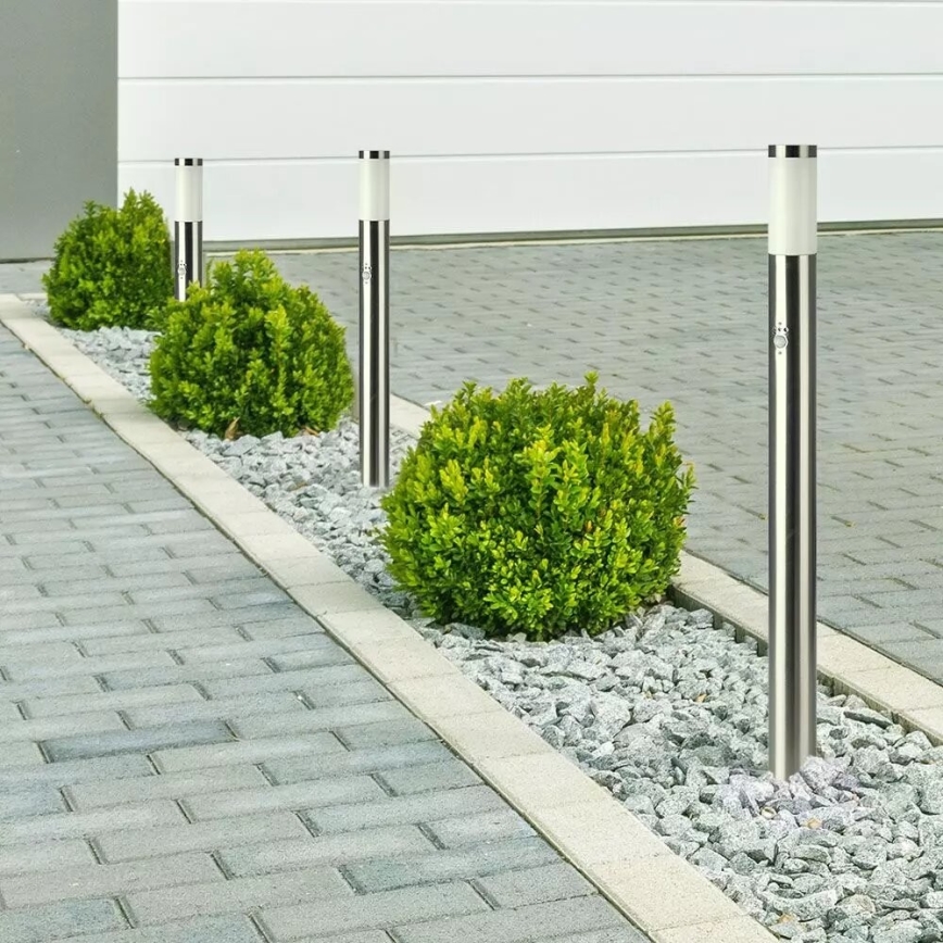 Candeeiro exterior com sensor 1xE27/60W/230V IP44 110cm mate cromado