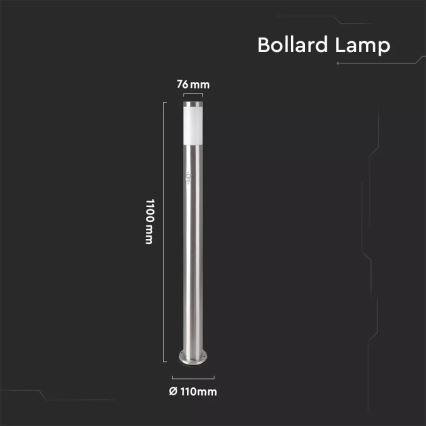 Candeeiro exterior com sensor 1xE27/60W/230V IP44 110cm mate cromado