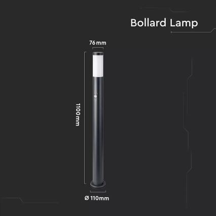 Candeeiro exterior com sensor 1xE27/60W/230V IP44 110cm preto