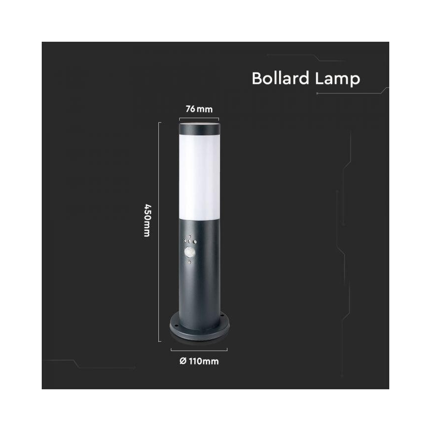 Candeeiro exterior com sensor 1xE27/60W/230V IP44 45cm antracite