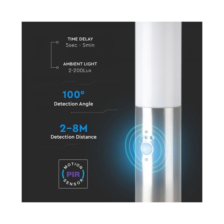 Candeeiro exterior com sensor 1xE27/60W/230V IP44 45cm mate cromado