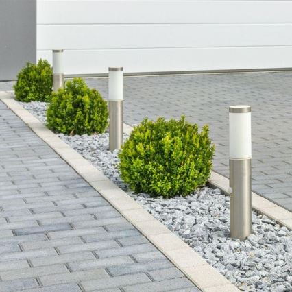 Candeeiro exterior com sensor 1xE27/60W/230V IP44 45cm mate cromado