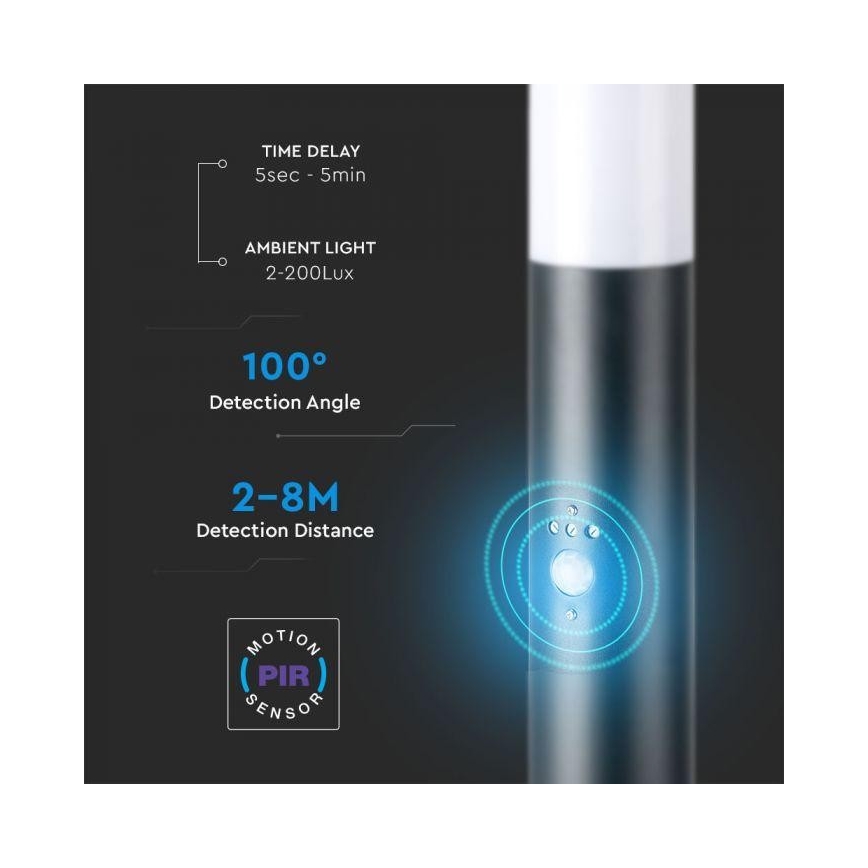 Candeeiro exterior com sensor 1xE27/60W/230V IP44 80cm antracite
