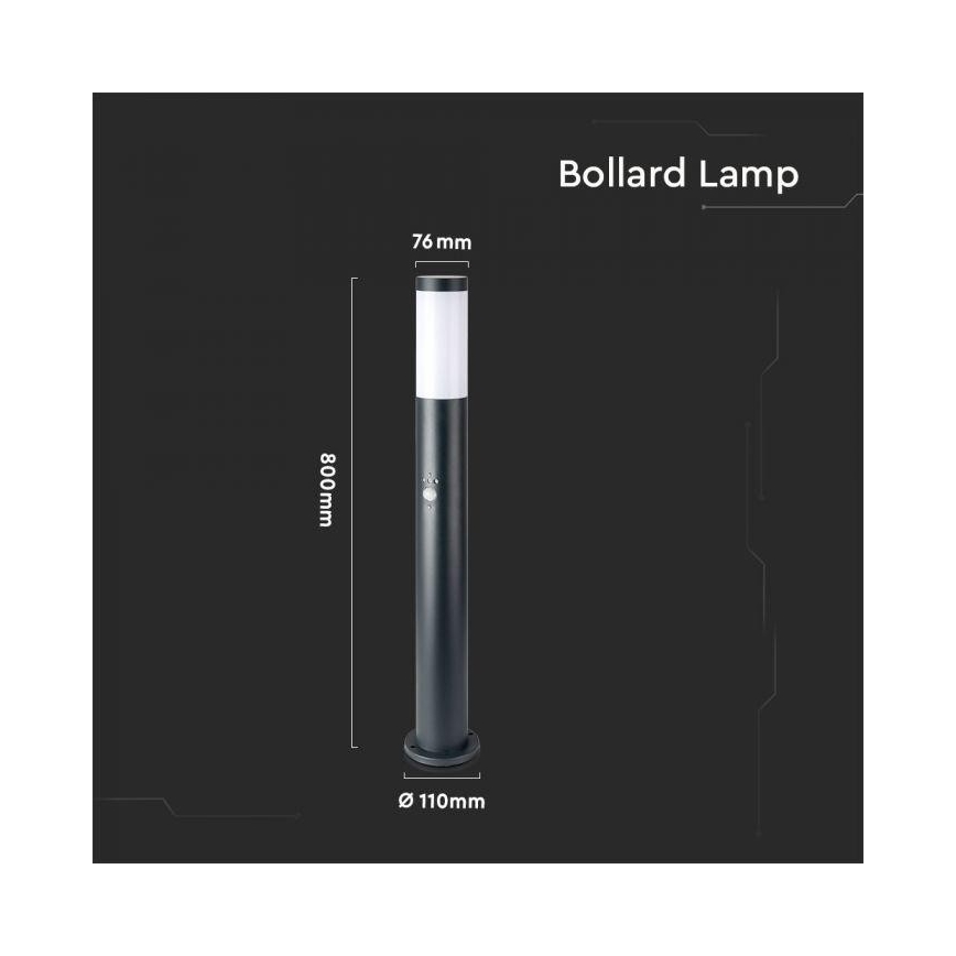 Candeeiro exterior com sensor 1xE27/60W/230V IP44 80cm antracite