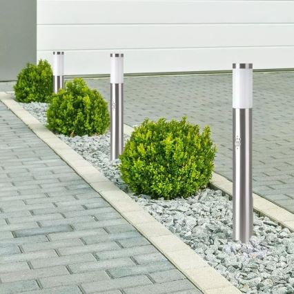 Candeeiro exterior com sensor 1xE27/60W/230V IP44 80cm mate cromado