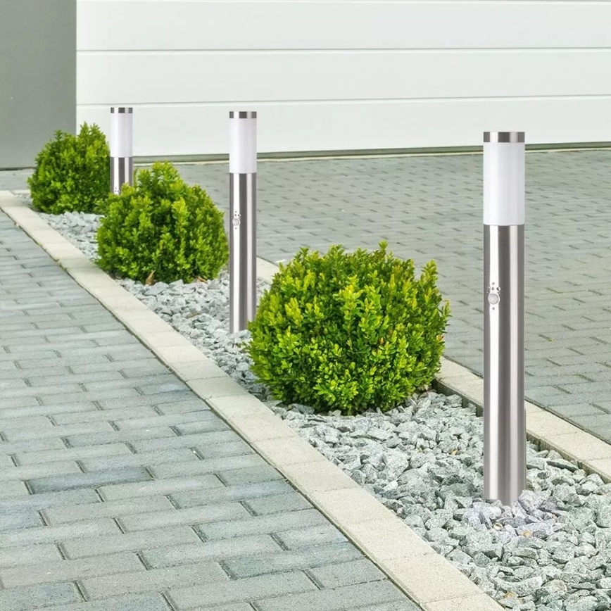 Candeeiro exterior com sensor 1xE27/60W/230V IP44 80cm mate cromado