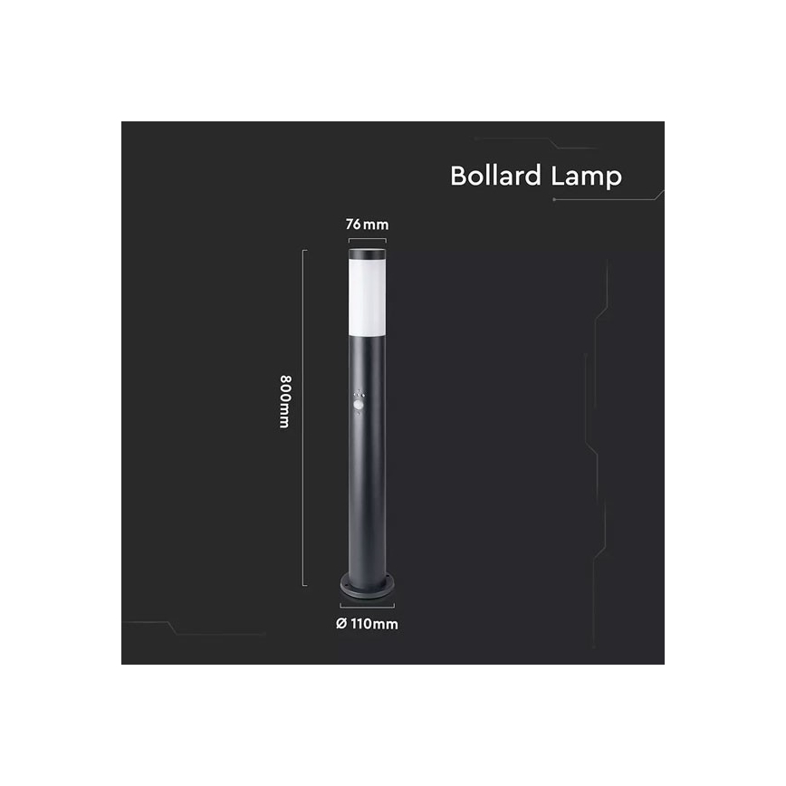 Candeeiro exterior com sensor 1xE27/60W/230V IP44 80cm preto
